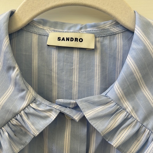 Sandro Ravenne Cropped Dress Shirt in Blue - Picture 4 of 9